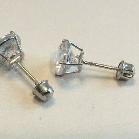 2ct ROUND FLAWLESS LAB SIMULATED DIAMOND STUD EARRINGS 14K SOLID WHITE GOLD - Picture 5 of 7